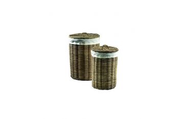 Set 2 Cesti Rattan Coperchio E Fodera Guarnieri Peonia