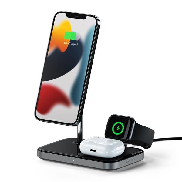 Stand Di Ricarica Wireless 3in1 - Space Gray - Satechi - STC.ST-WMCS3M