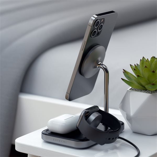 Stand Di Ricarica Wireless 3in1 - Space Gray - Satechi - STC.ST-WMCS3M