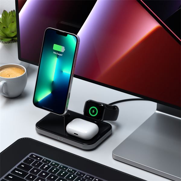 Stand Di Ricarica Wireless 3in1 - Space Gray - Satechi - STC.ST-WMCS3M
