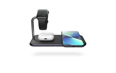 Tappetino Di Ricarica Wireless Qi Doppio + Watch 10w - Alluminio Nero - Zens - ZNS.ZEDC05B/00