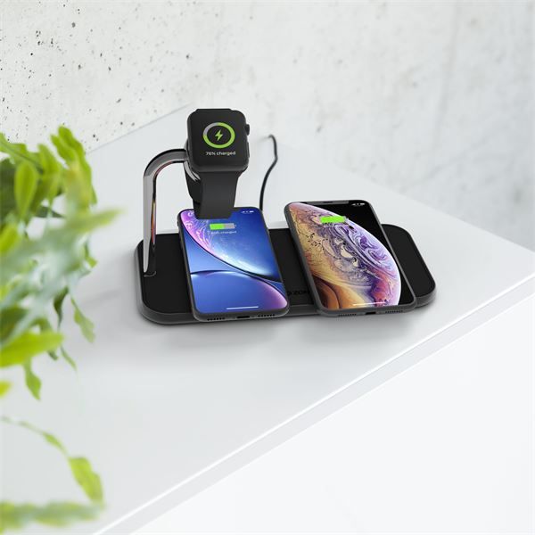 Tappetino Di Ricarica Wireless Qi Doppio + Watch 10w - Alluminio Nero - Zens - ZNS.ZEDC05B/00