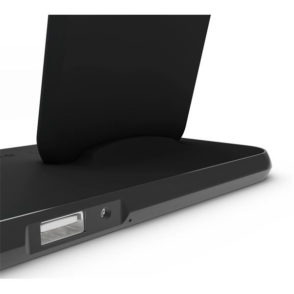 Supporto Ricarica Wireless Qi + Lightning + Usb In Alluminio - Nero - Zens - ZNS.ZEDC06B/00