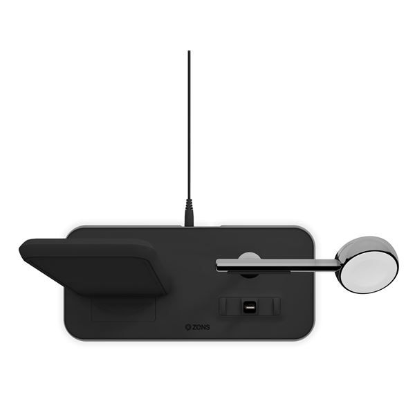 Supporto Ricarica Wireless Qi + Lightning Dock + Watch - Alluminio Nero - Zens - ZNS.ZEDC07B/00
