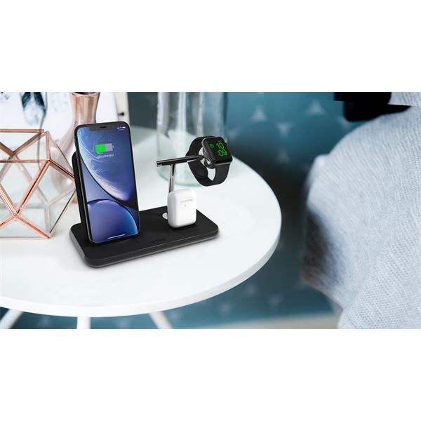 Supporto Ricarica Wireless Qi + Lightning Dock + Watch - Alluminio Nero - Zens - ZNS.ZEDC07B/00