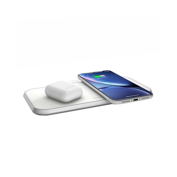 Tappetino Di Ricarica Wireless Qi Doppio 10w - Alluminio Bianco - Zens - ZNS.ZEDC04W/00