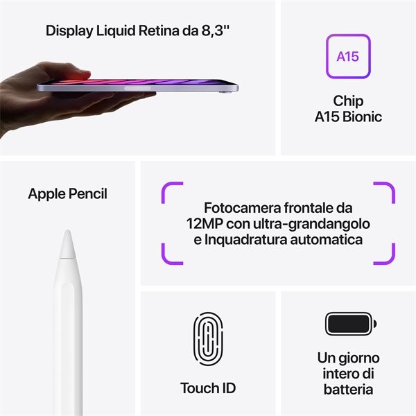 Ipad Mini 6 Wi-fi 256gb Viola - Apple - APP.MK7X3TY/A