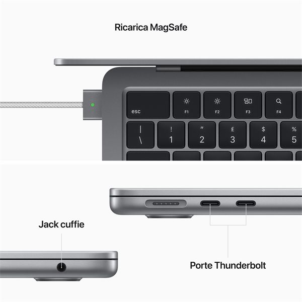 Macbook Air 13\" M2 Core 8 Cpu Core 8 Gpu 8gb/256gb - Grigio Siderale - Apple - APP.MLXW3T/A