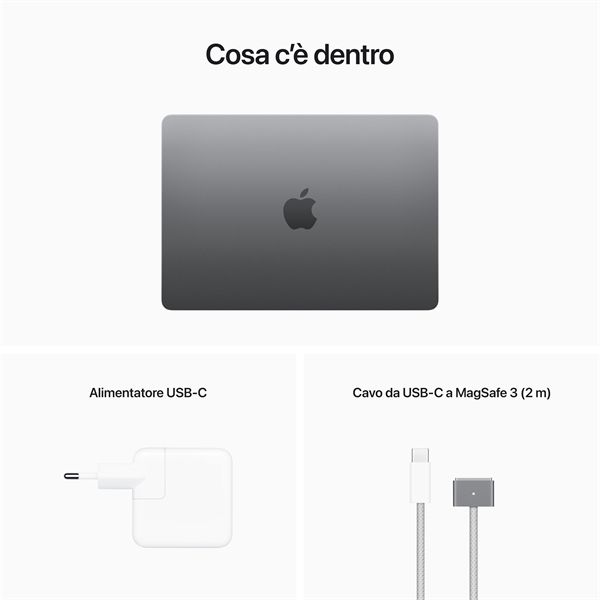Macbook Air 13\" M2 Core 8 Cpu Core 8 Gpu 8gb/256gb - Grigio Siderale - Apple - APP.MLXW3T/A