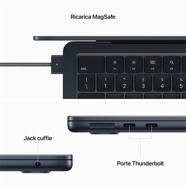 Macbook Air 13\" M2 Core 8 Cpu Core 8 Gpu 8gb/256gb - Mezzanotte - Apple - APP.MLY33T/A