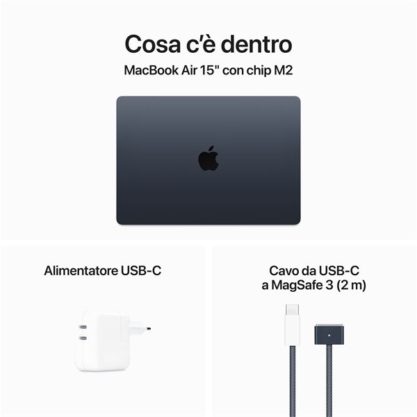 Macbook Air 15\" M2 Chip 8-core Cpu 10-core Gpu 512gb - Mezzanotte - Apple - APP.MQKX3T/A