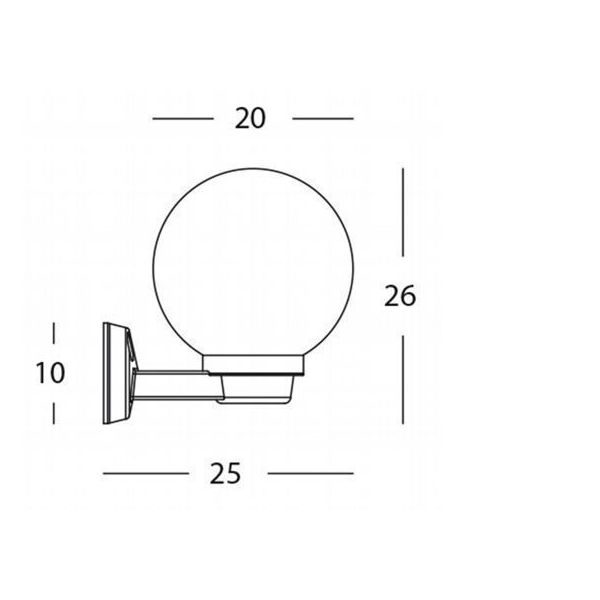 Applique Sfera Opale D.200 E27 Sovil Globo Nero - 361/06