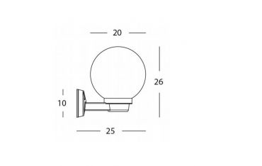 Applique Sfera Opale D.200 E27 Sovil Globo Nero - 361/06