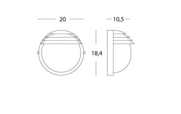 Applique Piccola Tonda E27 Sovil Palpebra Tonda Nero - 789/06