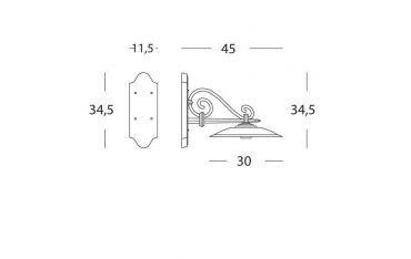Applique Corta E27 Sovil Piatto Antico Grafite - 994/16