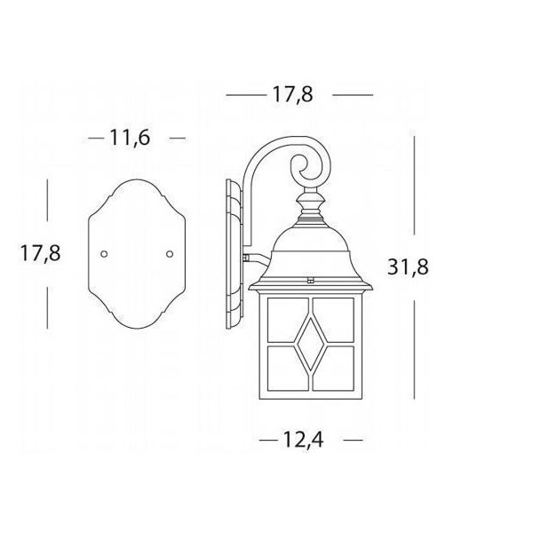 Applique In Basso Media E27 Sovil Rice Neroargento - 774/12