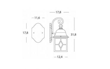 Applique In Basso Media E27 Sovil Rice Neroargento - 774/12