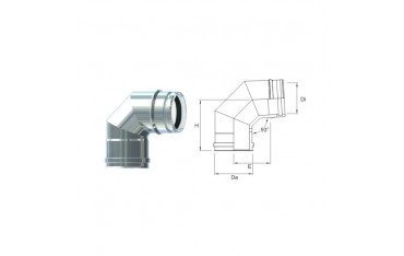 Curva PP Inox 80/100 da 45°