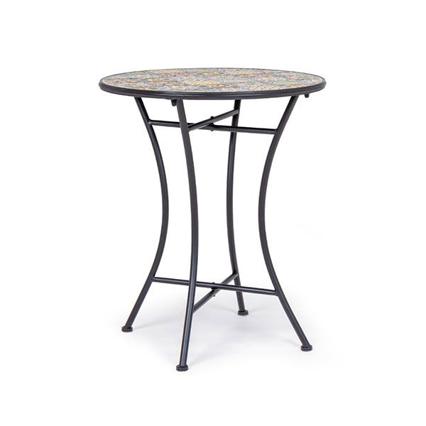 Tavolo da Giardino Rotondo Bizzotto Naxos D60X75CM in Acciaio e Ceramica - 0806084