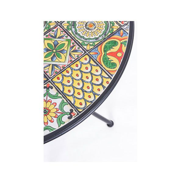Tavolo da Giardino Rotondo Bizzotto Naxos D60X75CM in Acciaio e Ceramica - 0806084