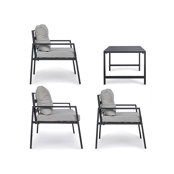 Salotto per Esterno Bizzotto Lorillard con Cuscini Color Antracite 4PZ - 0662632
