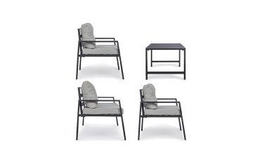 Salotto per Esterno Bizzotto Lorillard con Cuscini Color Antracite 4PZ - 0662632