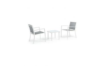 Set per Esterno Bizzotto Auri in Acciaio e Vetro Bianco 3PZ - 0662992