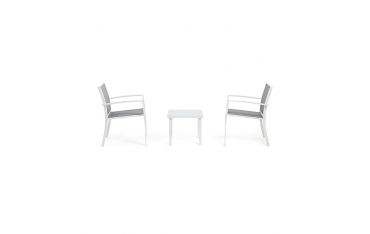 Set per Esterno Bizzotto Auri in Acciaio e Vetro Bianco 3PZ - 0662992