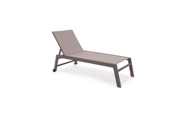 Lettino Prendisole Alto Bizzotto Hilde in Alluminio Seduta Imbottita e Ruote Colore Coffee - 0662982