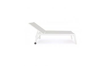 Lettino Prendisole Alto Bizzotto Hilde in Alluminio Seduta Imbottita e Ruote Colore Bianco Cloud - 0662914