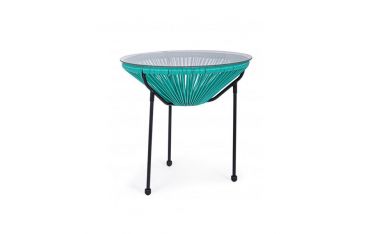 Tavolino da Giardino Bizzotto Parker D50CM in Fibra Sintetica e Vetro Colore Atol - 0802943